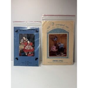 Vtg Country Farm Animal Patterns Country Stitches Cows All Cooped Up IMMA PIG.